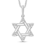 .18ct G SI 14K White Gold Diamond Star of David Pendant Necklace 18" Long