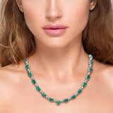 27.47ct G SI 14K White Gold Diamond & Natural Emerald Gemstones Pendant Necklace 16+2" Ext. Long