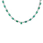 <span style="color:purple">SPECIAL!</span> 27.75ct G SI 14K White Gold Diamond & Natural Emerald Gemstones Pendant Necklace 16+2" Ext. Long