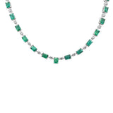 27.47ct G SI 14K White Gold Diamond & Natural Emerald Gemstones Pendant Necklace 16+2" Ext. Long