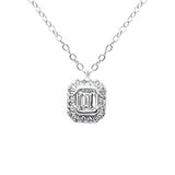 .26ct G SI 14K White Gold Emerald Cut Diamond Solitaire Pendant Necklace 18" Long