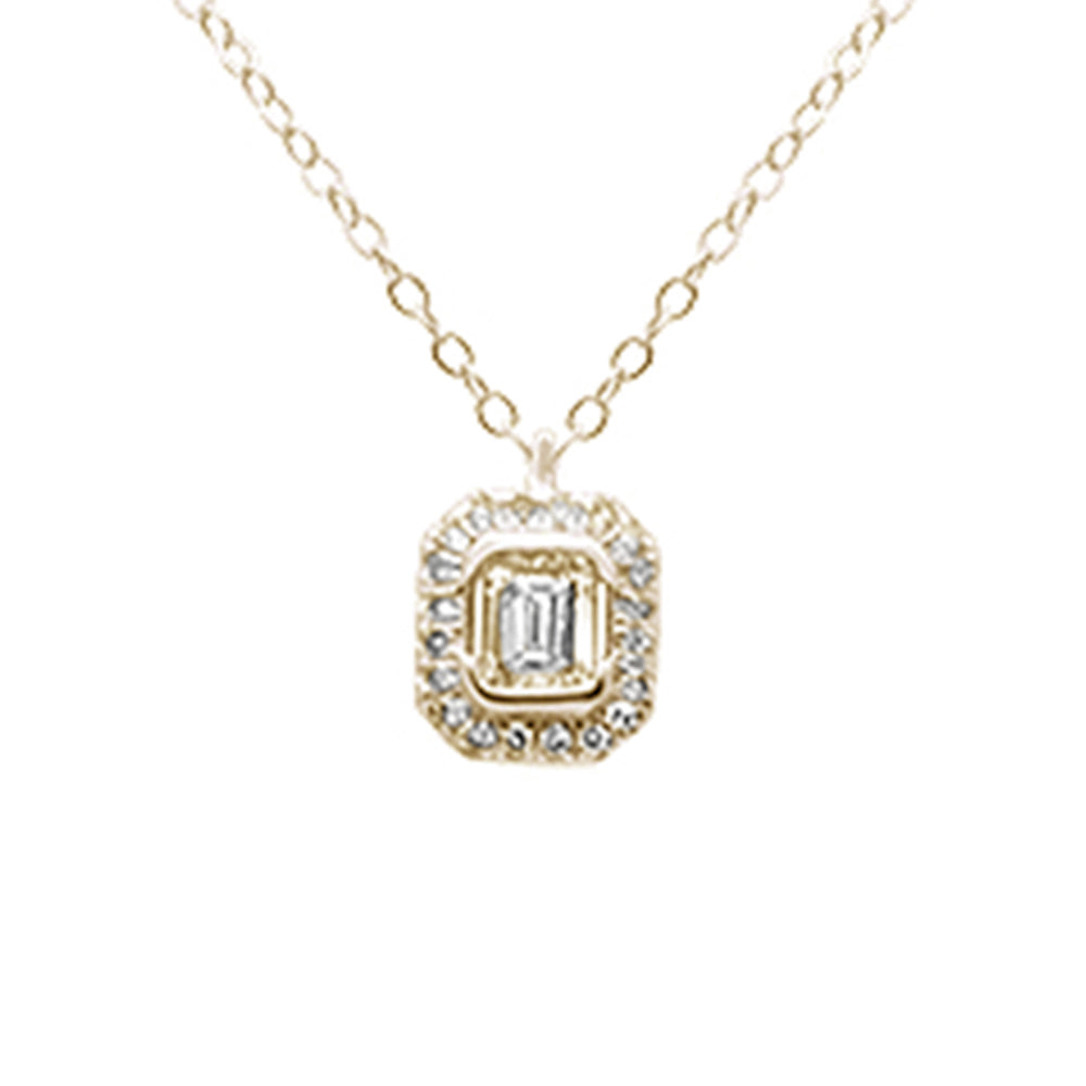 .25ct G SI 14K Yellow Gold Emerald Cut Diamond Solitaire Pendant Necklace 18" Long
