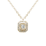 .25ct G SI 14K Yellow Gold Emerald Cut Diamond Solitaire Pendant Necklace 18" Long