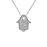  .29ct G SI 14K White Gold Diamond Hamsa Pendant Neckalace 16+2" Ext. Long