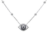 <span style="color:purple">SPECIAL!</span> .45ct G SI 14K White Gold Diamond & Blue Sapphire Gemstones Pendant Necklace 16+2" Ext. Long