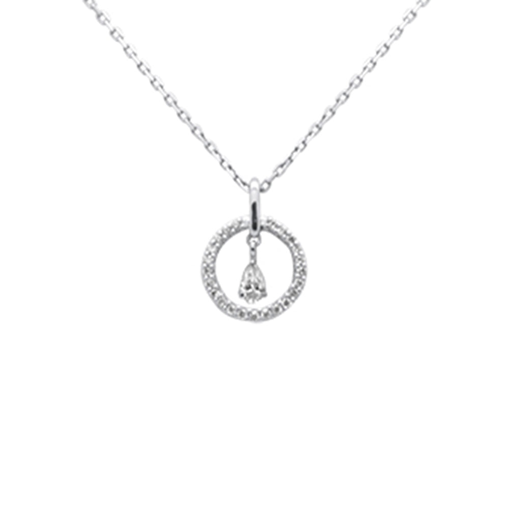 .20ct G SI 14K White Gold Diamond Dancing Pendant Necklace 18" Chain