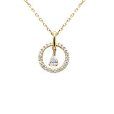 .20ct G SI 14K Yellow Gold Diamond Dancing Pendant Necklace 18" Chain