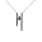 .26ct G SI 14K White Gold Diamond & Blue Sapphire Pendant Necklace 18" Chain