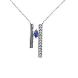 Collar con Colgante de Diamantes y Zafiros Azules de Oro Blanco de 14K, .26 ct G SI, Cadena de 18"