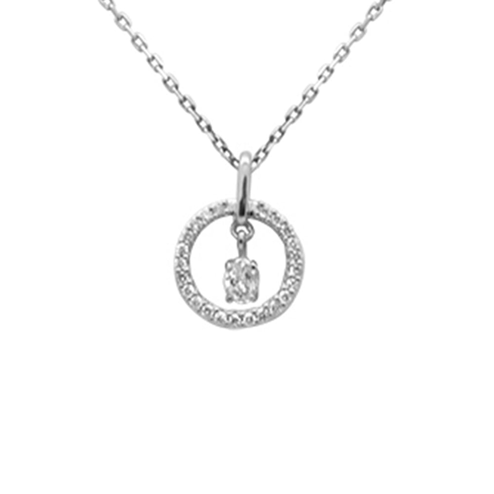 .20ct G SI 14K White Gold Diamond Dancing Pendant Necklace 18" Chain