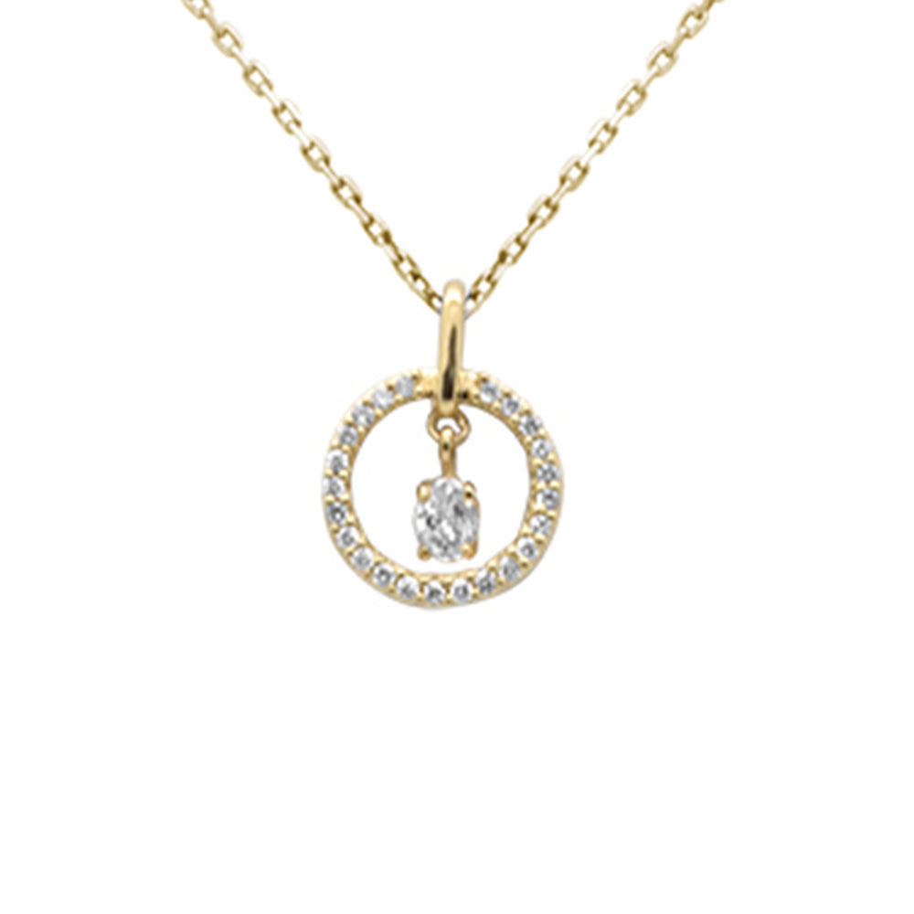 .20ct G SI 14K Yellow Gold Diamond Dancing Pendant Necklace 18" Chain