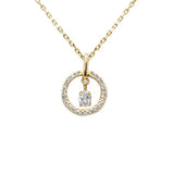 .20ct G SI 14K Yellow Gold Diamond Dancing Pendant Necklace 18" Chain