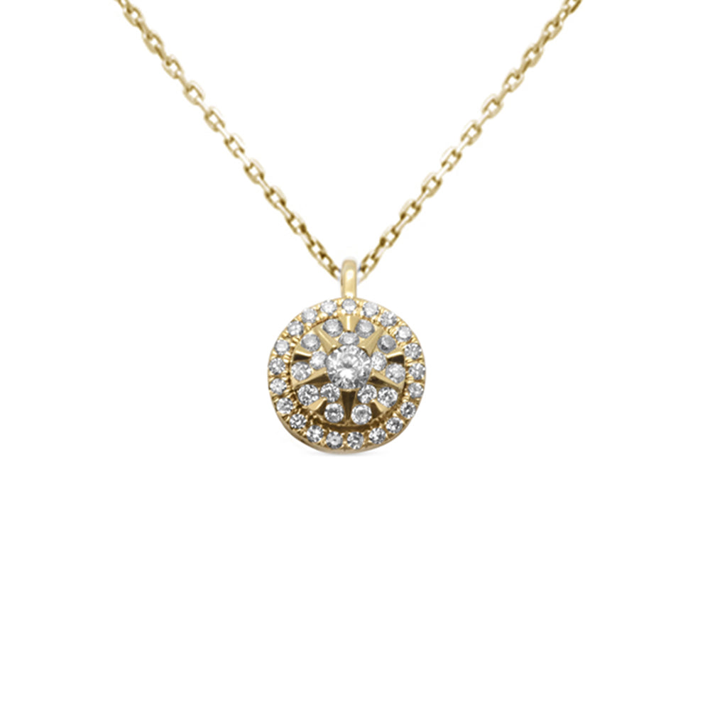 .18ct G SI 14K Yellow Gold Diamond Halo Pendant Necklace 18" Chain