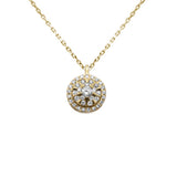 .18ct G SI 14K Yellow Gold Diamond Halo Pendant Necklace 18" Chain