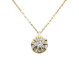 .18ct G SI 14K Yellow Gold Round Diamond Pendant Necklace 18" Chain