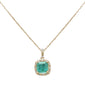 <span style="color:purple">SPECIAL!</span>1.57ct G SI 14K Yellow Gold Diamond & Emerald Gemstones Pendant Necklace 18" Long