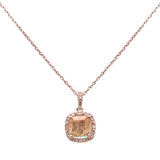1.38ct G SI 14K Rose Gold Diamond & Morganite Gemstones Pendant Necklace 18" Long