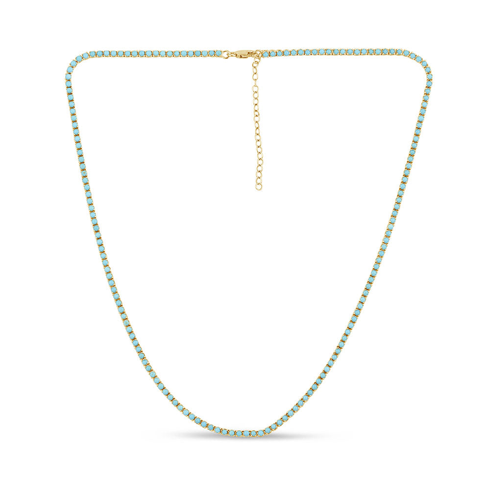 <span style="color:purple">SPECIAL!</span>6.49ct G SI 14K Yellow Gold Turquoise Gemstones Pendant Necklace 16+2" Ext Long Chain