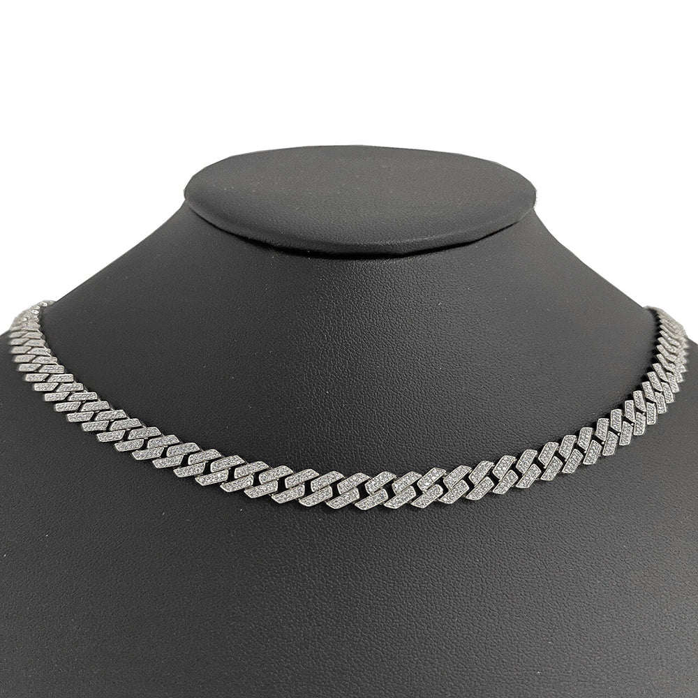 7MM 4.26ct G SI 14K White Gold Diamond Square Cuban Necklace 18"