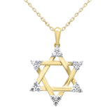 <span style="color:purple">SPECIAL!</span> .25ct G SI 14K Yellow Gold Diamond Star of David Pendant Necklace 18" Long Chain