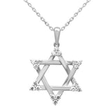 .25ct G SI 14K White Gold Diamond Star of David Pendant Necklace 18" Long Chain