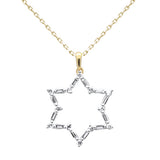 <span style="color:purple">¡ESPECIAL!</span> .26 ct G SI 14K Oro Amarillo Redondo y Diamante Baguette Collar con Colgante Estrella de David Cadena de 18" de Largo