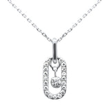  .26ct G SI 14K White Gold Diamond Paperclip Drop Pendant Necklace 18" Long Chain