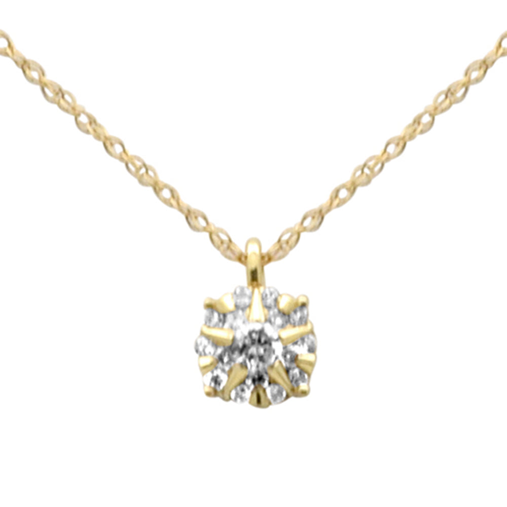 Collar con colgante redondo de diamante de oro amarillo de 14K, .10ct G SI, cadena de 18" de largo