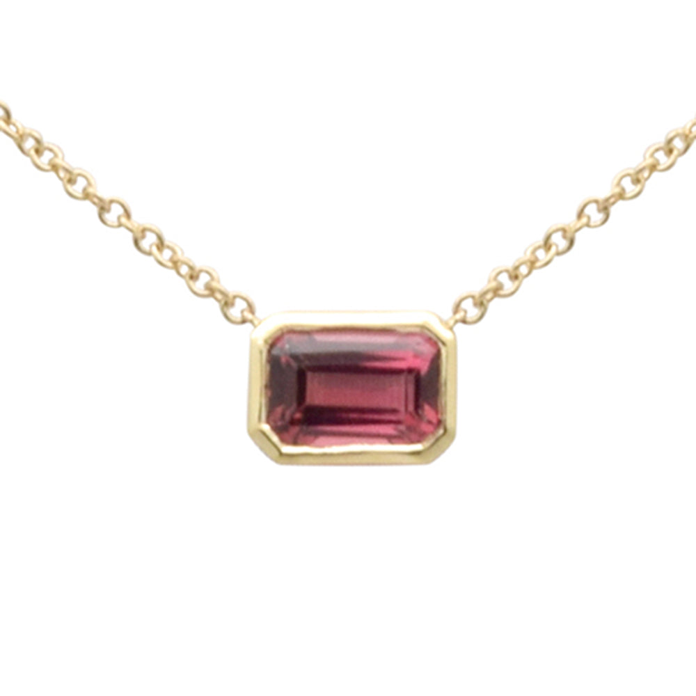 .62ct G SI 14K Yellow Gold Pink Tourmaline Gemstone Pendant Necklace 16+2" Ext Long Chain
