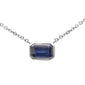 <span style="color:purple">SPECIAL!</span> .63ct G SI 14K White Gold Blue Sapphire Gemstone Pendant Necklace 16+2" Ext Long Chain