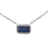 <span style="color:purple">SPECIAL!</span> .63ct G SI 14K White Gold Blue Sapphire Gemstone Pendant Necklace 16+2" Ext Long Chain