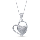 .10ct G SI 14K White Gold Diamond Heart Pendant Necklace 18" Long Chain