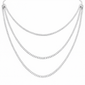 <span style="color:purple">SPECIAL!</span> 20.37ct G SI 14K White Gold Diamond 3 Layers Tennis Necklace 26" Long