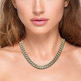 11mm 10.36ct G SI 14K Yellow Gold Round Diamond Square Cuban Necklace 22" Long