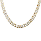 11mm 10.36ct G SI 14K Yellow Gold Round Diamond Square Cuban Necklace 22" Long
