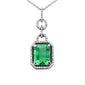 <span style="color:purple">SPECIAL!</span>3.02ct G SI 14K White Gold Diamond & Natural Emerald Gemstone Pendant Necklace 16"
