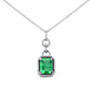 <span style="color:purple">SPECIAL!</span>3.02ct G SI 14K White Gold Diamond & Natural Emerald Gemstone Pendant Necklace 16"