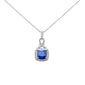 <span style="color:purple">SPECIAL!</span>3.11ct G SI 14K White Gold Diamond & Blue Sapphire Gemstone Pendant Necklace 16" Long Chain