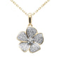 <span style="color:purple">SPECIAL!</span>.32ct G SI 14K Yellow Gold Diamond Flower Pendant Necklace 18" Long