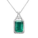 <span style="color:purple">¡ESPECIAL!</span> Collar con colgante de diamante y esmeralda natural de oro blanco de 14 quilates de 5,33 ct G SI, cadena de 16" de largo