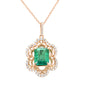 <span style="color:purple">SPECIAL!</span> 2.32ct G SI 14K Rose Gold Diamond & Natural Emerald Pendant Neckalace 16" Long Chain