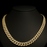 <span style="color:purple">SPECIAL!</span> 11MM 10.60ct 14KT Yellow Gold Diamond Round Cuban Necklace 24"