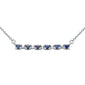 .31ct G SI 14K White Gold Diamond & Blue Sapphire Gemstones Bar Pendant Necklace 18" Long Chain