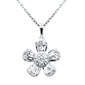 <span style="color:purple">SPECIAL!</span> .51ct G SI 14K White Gold Round & Baguette Diamond Flower Pendant Necklace 18" Chain
