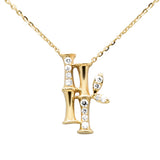 .11ct G SI 14K Yellow Gold Diamond Bamboo Pendant Necklace 16+2" Ext