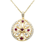 .46ct G SI 14K Yellow Gold Diamond & Ruby Gemstone Pendant Necklace 18" Chain