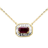 .56ct G SI 14K Yellow Gold Diamond & Ruby Gemstone Pendant Necklace 16+2" Ext