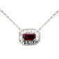 <span style="color:purple">SPECIAL!</span> .54ct G SI 14K White Gold Diamond & Ruby Gemstone Pendant Necklace 16+2" Ext