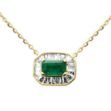 .41ct G SI 14K Yellow Gold Diamond & Emerald Gemstone Pendant Necklace 16+2" Ext