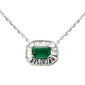 <span style="color:purple">SPECIAL!</span> .47ct G SI 14K White Gold Diamond & Emerald Gemstone Pendant Necklace 16+2" Ext